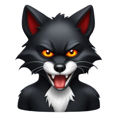 angry black fox with lots red streaks and white mouth and red eyes sticker