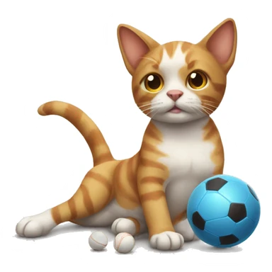 Cat with dog playing with ball sticker