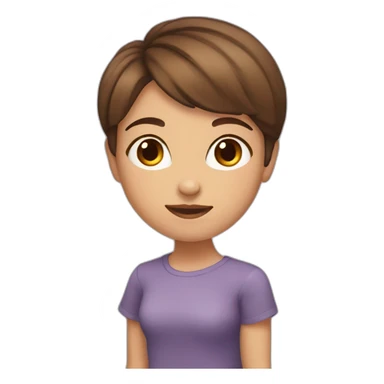 girl with brown hair, short hair and brown eyes sticker
