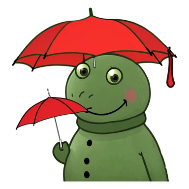 Snowman holding red umbrella sticker