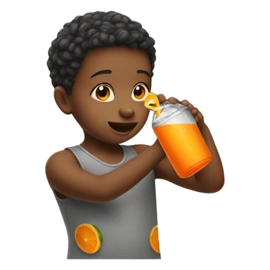 Child sipping orange soda sticker