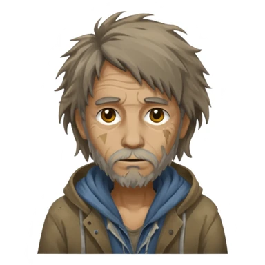 very dirty looking homeless person sticker