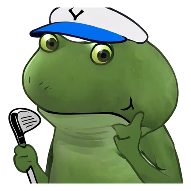 Bufo at work thinking of golf sticker