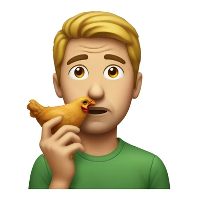 Sad guy eating chicken sticker
