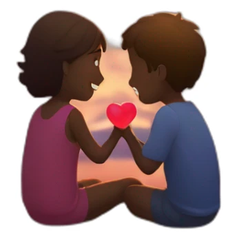 Dos personas enamoradas viendo una puesta de sol sticker