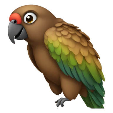 a brown parrot with a bible sticker