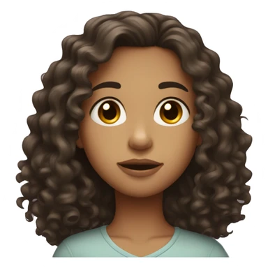 Dark, long, curly hair, big brown eyes, light skin, big lips sticker