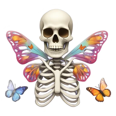 skeleton body + batterflies = love  sticker