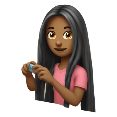 Long hair girl playing switch games cozy  sticker