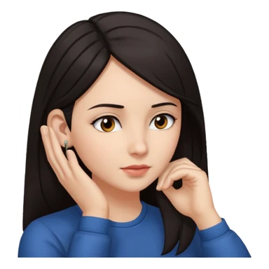 Una mujer de pelo oscuro tocandose la oreja (demostrando que está escuchando a otro) sticker