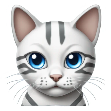 Angry white and gray striped cat with blue eyes and gray tip ears sticker