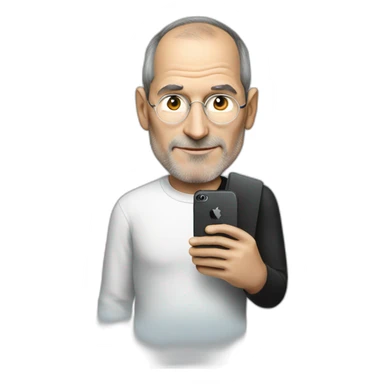 steve jobs with an iphone in his hand sticker