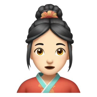 Flat illustration,A lovely ancient Chinese girl，frustrated expression  sticker