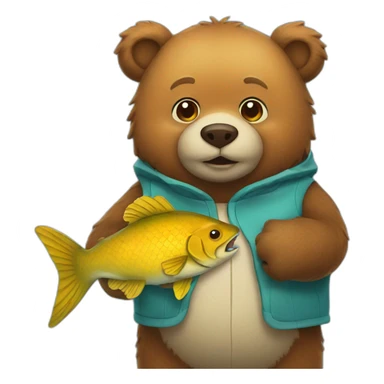 bear wearing a fish costume sticker