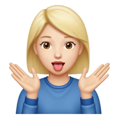 Tongue out with hands to the side  sticker