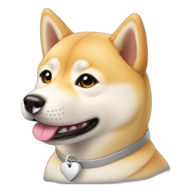 light blonde shiba inu with a silver heart tag on its collar sticker