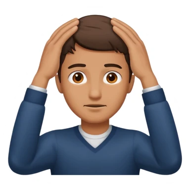 decision gesture man hands on top of the head sticker