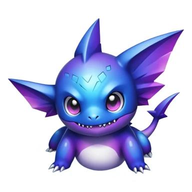 Kawaii Edgy Dark Aesthetic Water-Gradient Fakémon-Digimon-creature sticker