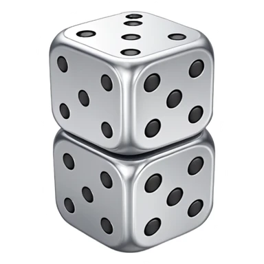Realistic silver dice on top of the other sticker