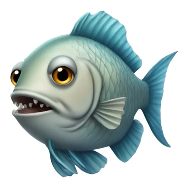 fish withteeth and hair and eyebrows sticker