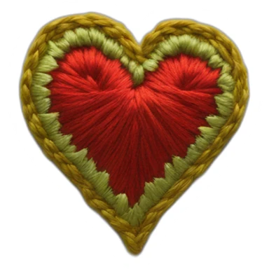embroidery in the shape of a heart sticker