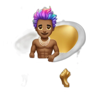 posh-muscle-boy-with-pearl-necklace-and-rainbow-unicorn-hair-in-golden-bathtub sticker
