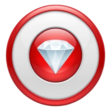 diamond CD emoji in minimalist style, red and white sticker