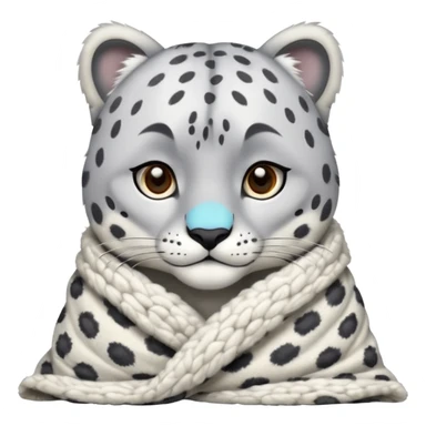 Shivering snow leopard in a blanket sticker