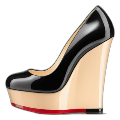 WEDGE heel LOUBOUTIN black leather PATENT sticker