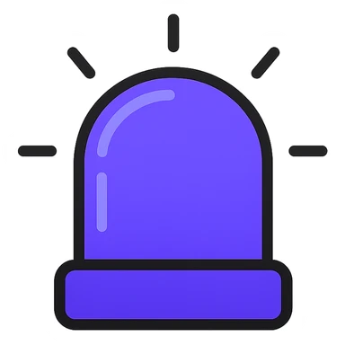 a police beacon light, spinning, colored violet blue, modern icon look, modern icon style sticker