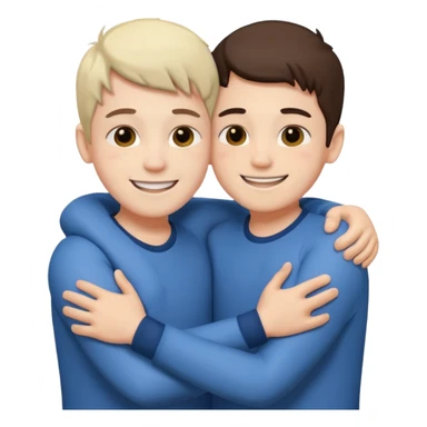 Two boy friends hug white  sticker