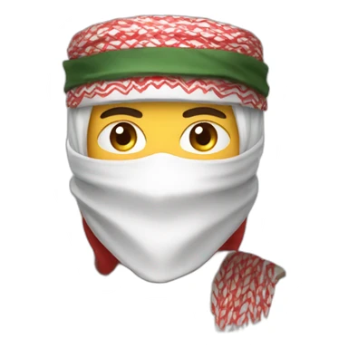 man masked using the red and white the Saudi Arabic shemagh and wearing military clothing sticker