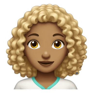 A curly haired girl with a Arab skin tone sticker