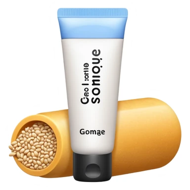 exfoliant/ gommage  grain avec ecriture sticker