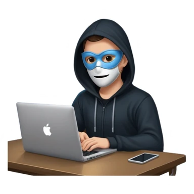 hacker with mask using laptop sticker