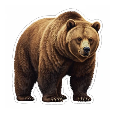 Brown bear realistic sticker white background sticker