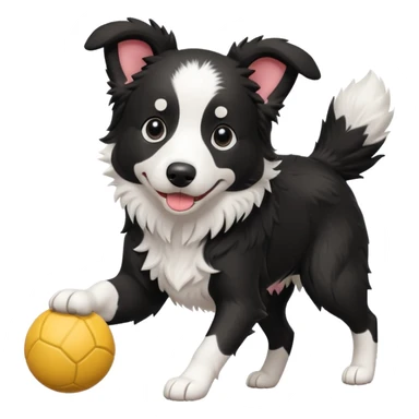 border collie playing with a toy sticker