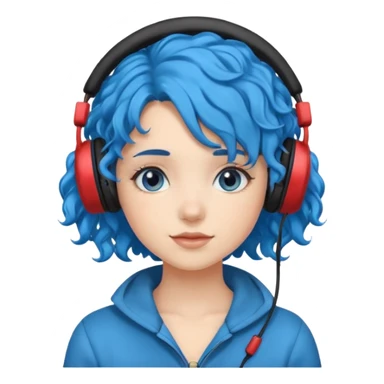 blue haired earringed heaphone wearing girl curly haired sticker