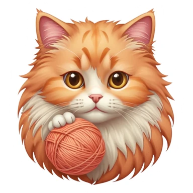 peach fluffy cat playing with a ball of thread sticker