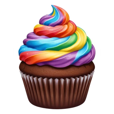Chocolate cupcake with rainbow icing  sticker