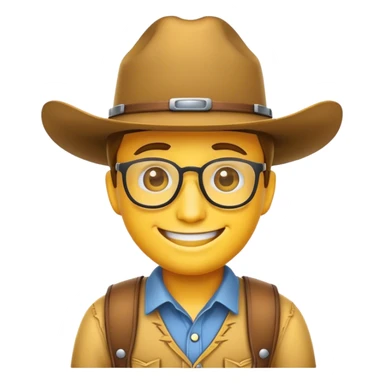 Nerd emoji with cowboy hat  sticker