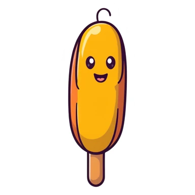 Korean corn dog, cartoonish sticker style, fun sticker