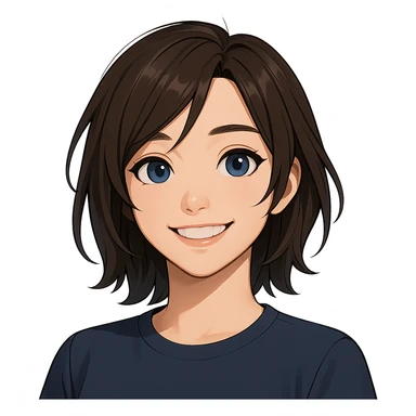 Samsung Sam smiling, close-up portrait, minimal background, profile picture, modern digital style sticker