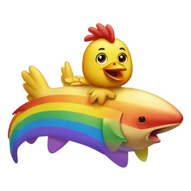 Chicken riding a Rainbow shark sticker