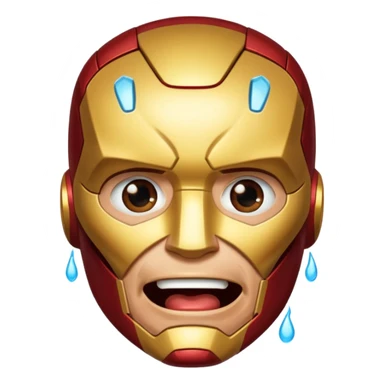 Create an Iron Man crying with laughter sticker