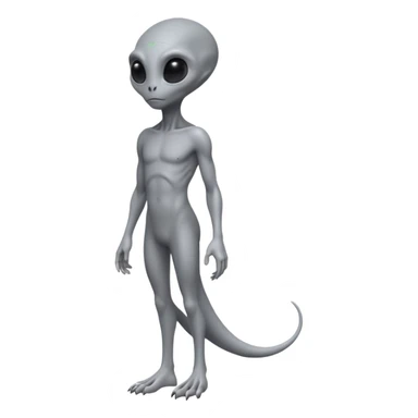 fullbody gray alien direct sideview, no tail sticker
