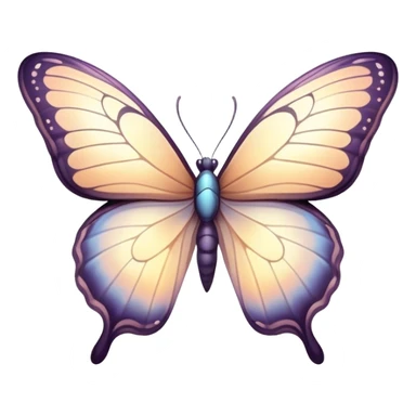 Beautiful and Majestic Butterfly Portrait Emoji, Head and body rendered in serene repose with a gentle, content smile, showcasing a delicately patterned form with softly shimmering wings and eyes peacefully closed in tranquil repose, Simplified yet exquisitely endearing features, highly detailed, glowing with a soft, drowsy pastel light, high shine, relaxed and utterly noble, stylized with an air of timeless natural beauty, soft glowing outline, capturing the essence of a majestic butterfly that embodies the pure enchantment of nature! sticker