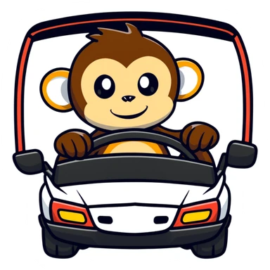 monkey riding in a car sticker