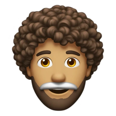 Homme, cheveux long bouclé couleur marron sticker