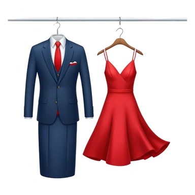 Suit and tie on hanger and dress sticker